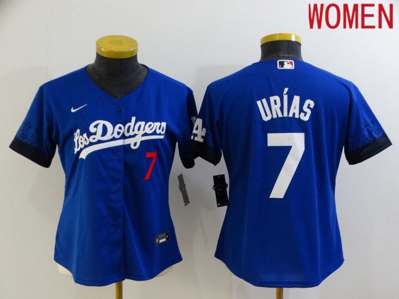Women Los Angeles Dodgers #7 Urias Blue City Edition Game Nike 2021 MLB Jerseys